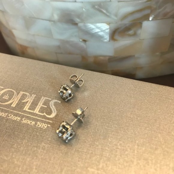 Natural Diamond 1 Carat Total Weight Studs - 14K White Gold - Picture 5 of 15